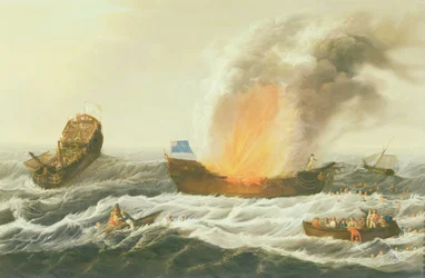 Ein Seegefecht zwischen der Quebec und der Surveillante, ca. 1779